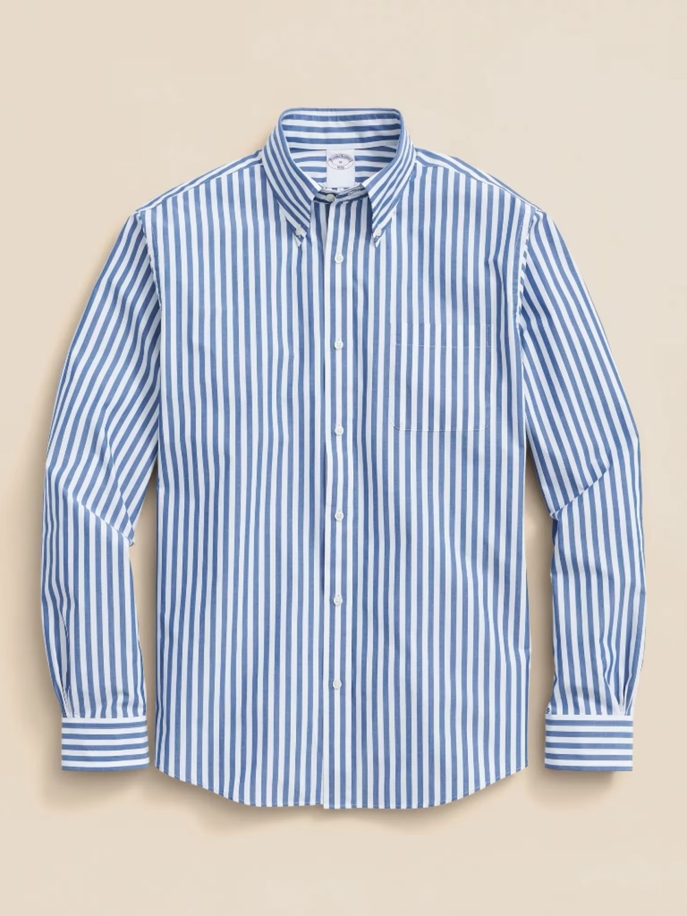 Brooks Brothers Friday Shirt, Poplin Butcher Striped Blue Medium NWT